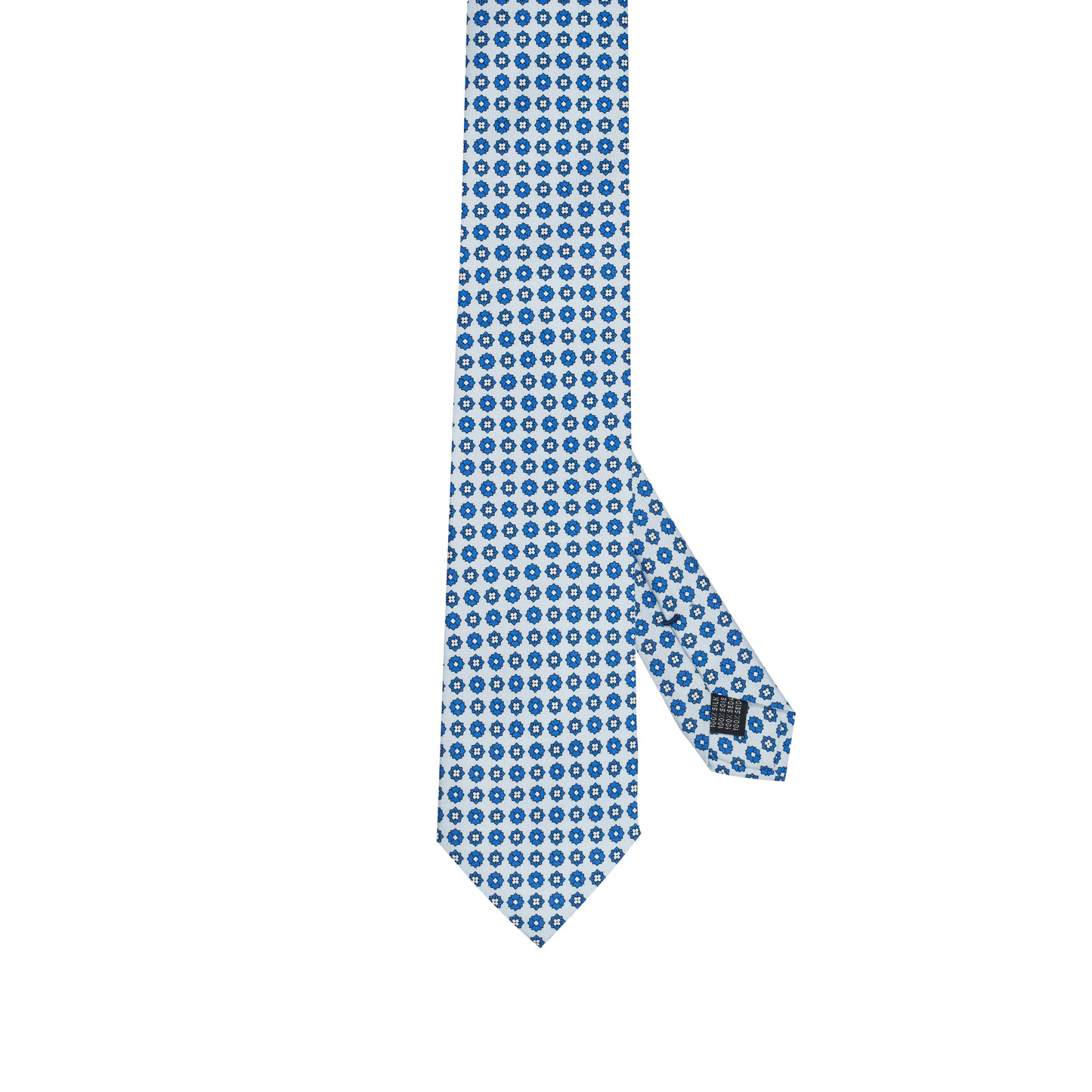 Baby Blue 100% Italian Silk Tie With Micro Blue Floral Pattern