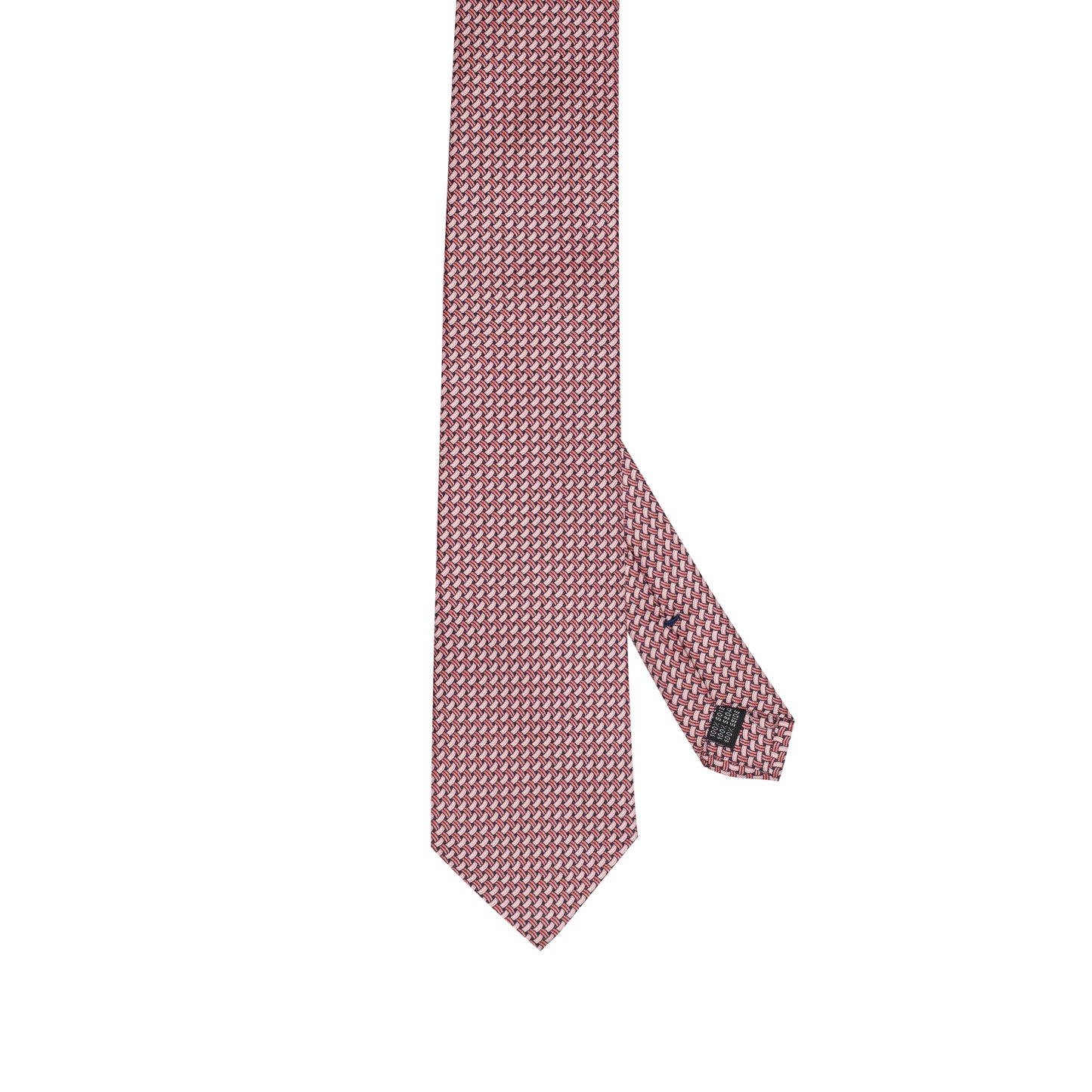 Warm Red Pure 100% Italian Silk Tie with Micro Geometric Interlaced Pattern