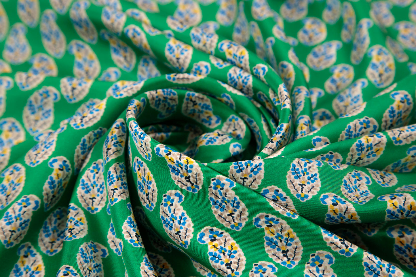 Green Micro-Drop Silk Scarf