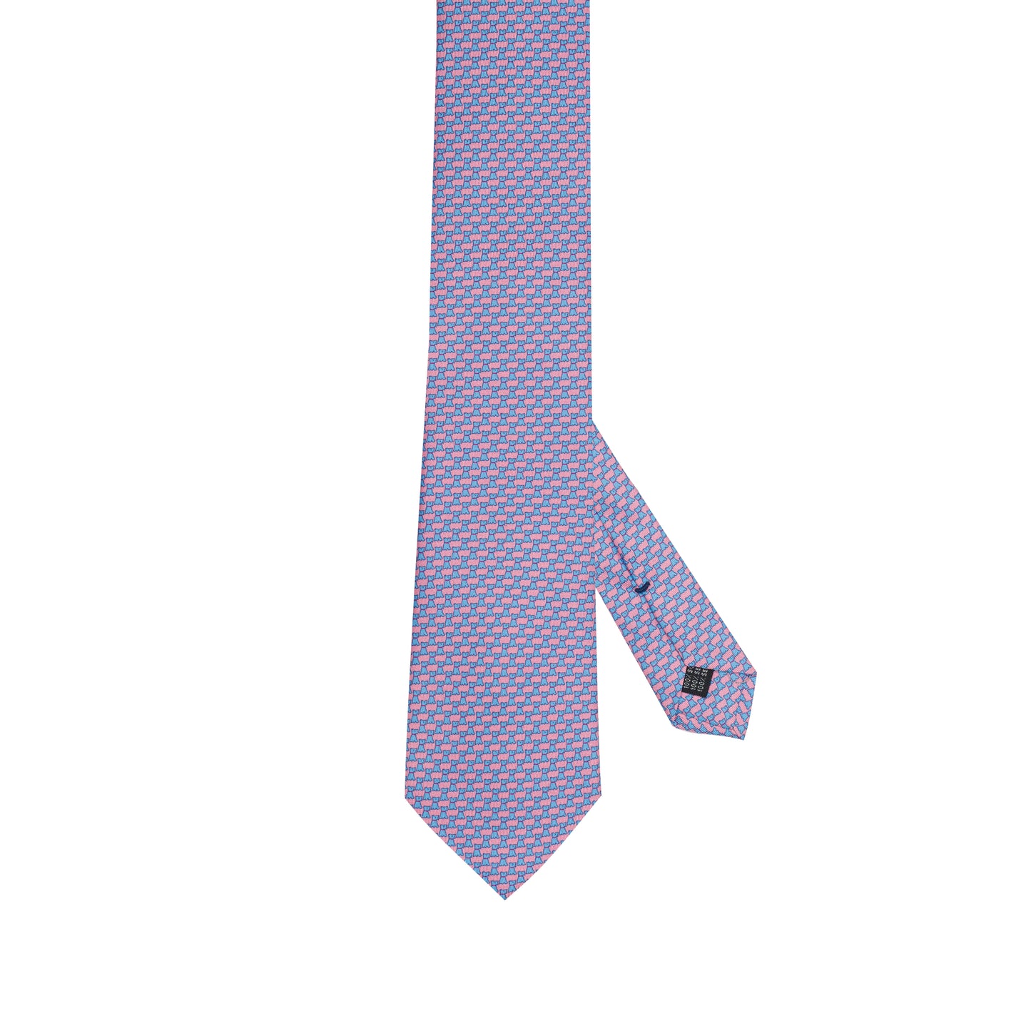 Light Blue 100% Italian Silk Tie With Pink Micro Dog Texture