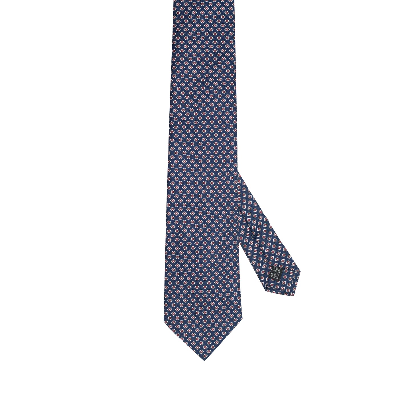 Navy Blue 100% Italian Silk Tie With Rosette Pattern