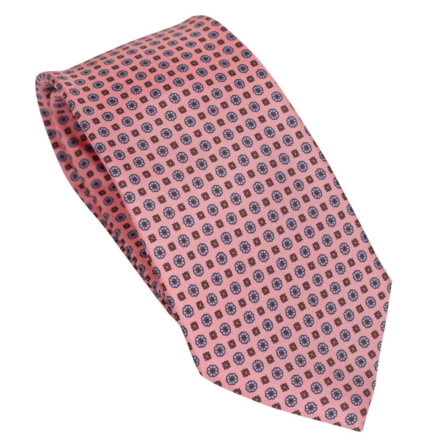 Blush Pink 100% Italian Silk Tie With Micro Floral Pattern