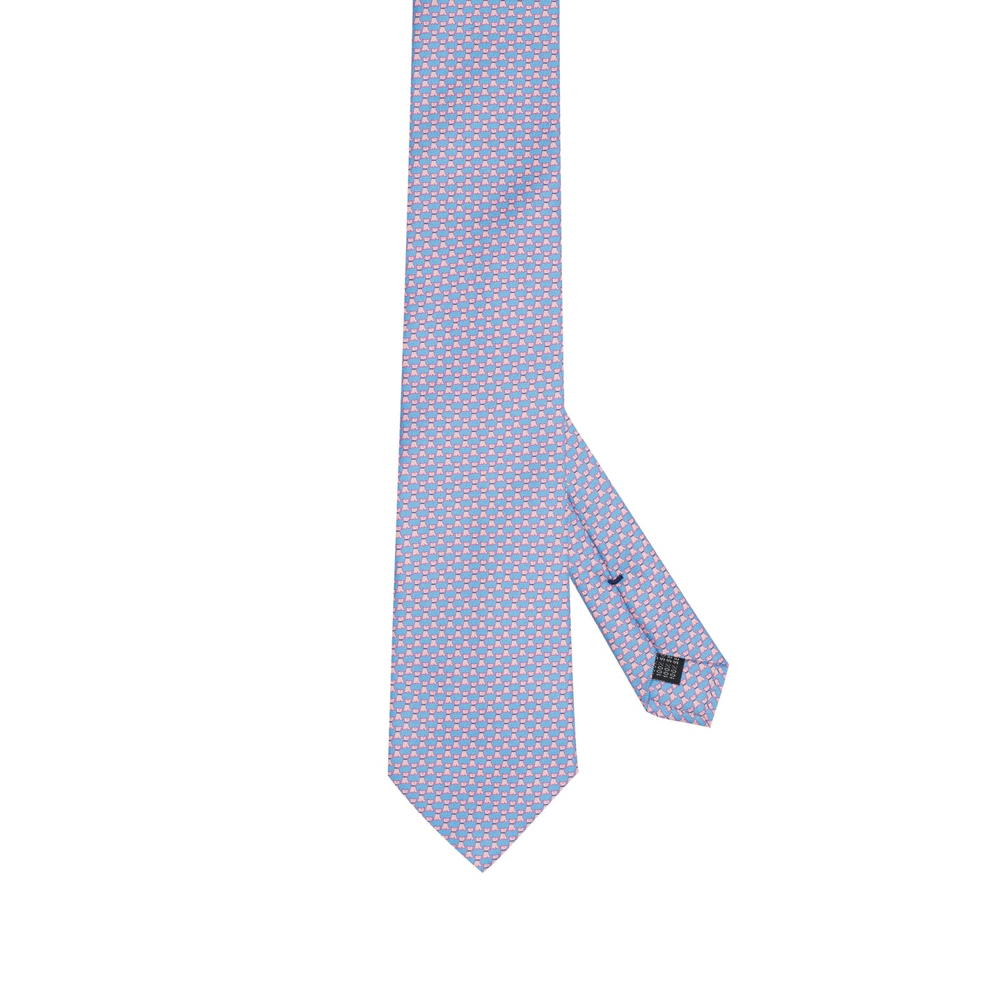 Light Blue 100% Italian Silk Tie With Micro Blue Dog Pattern