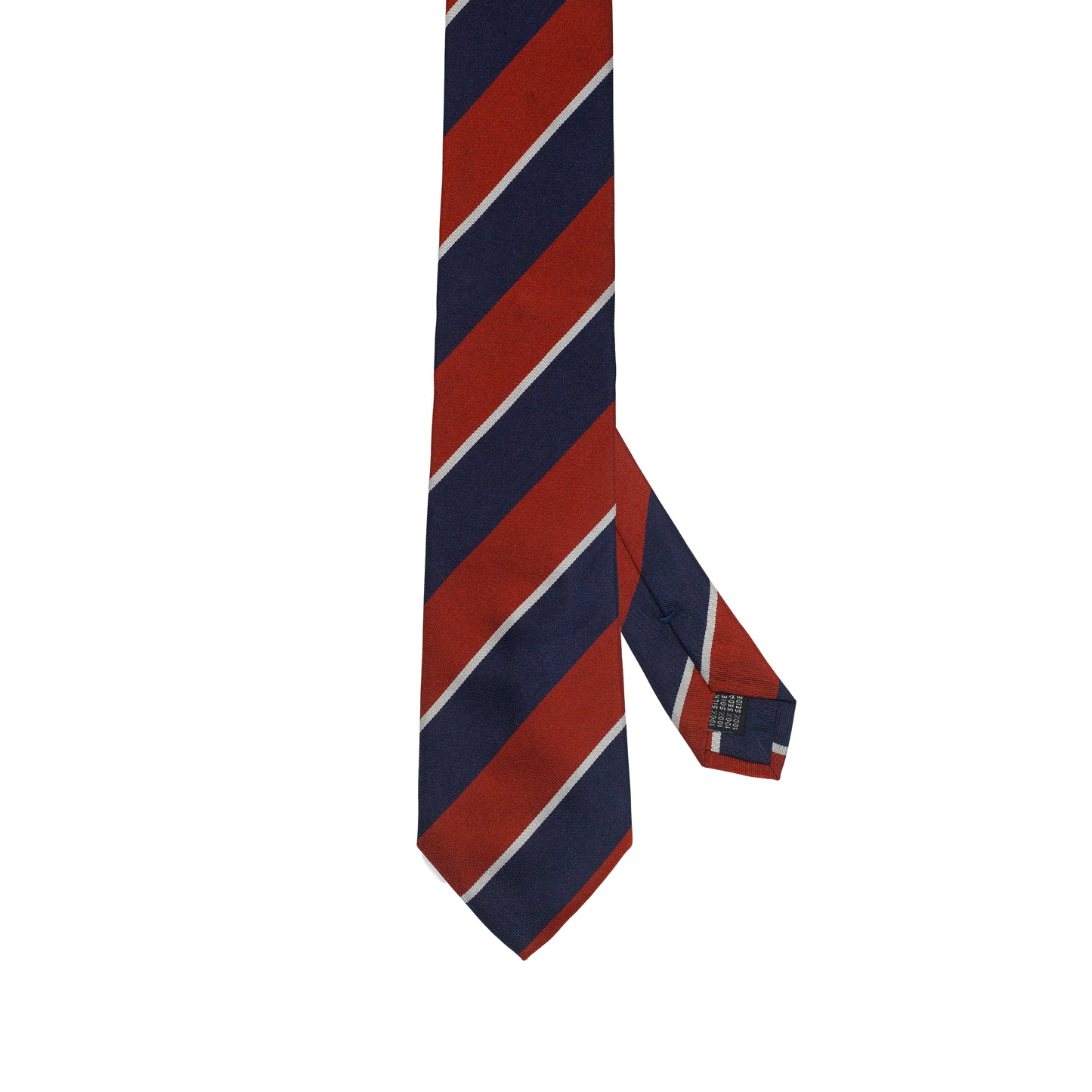 Burgundy 100% Italian Silk Tie With Blue Regimental Stripes