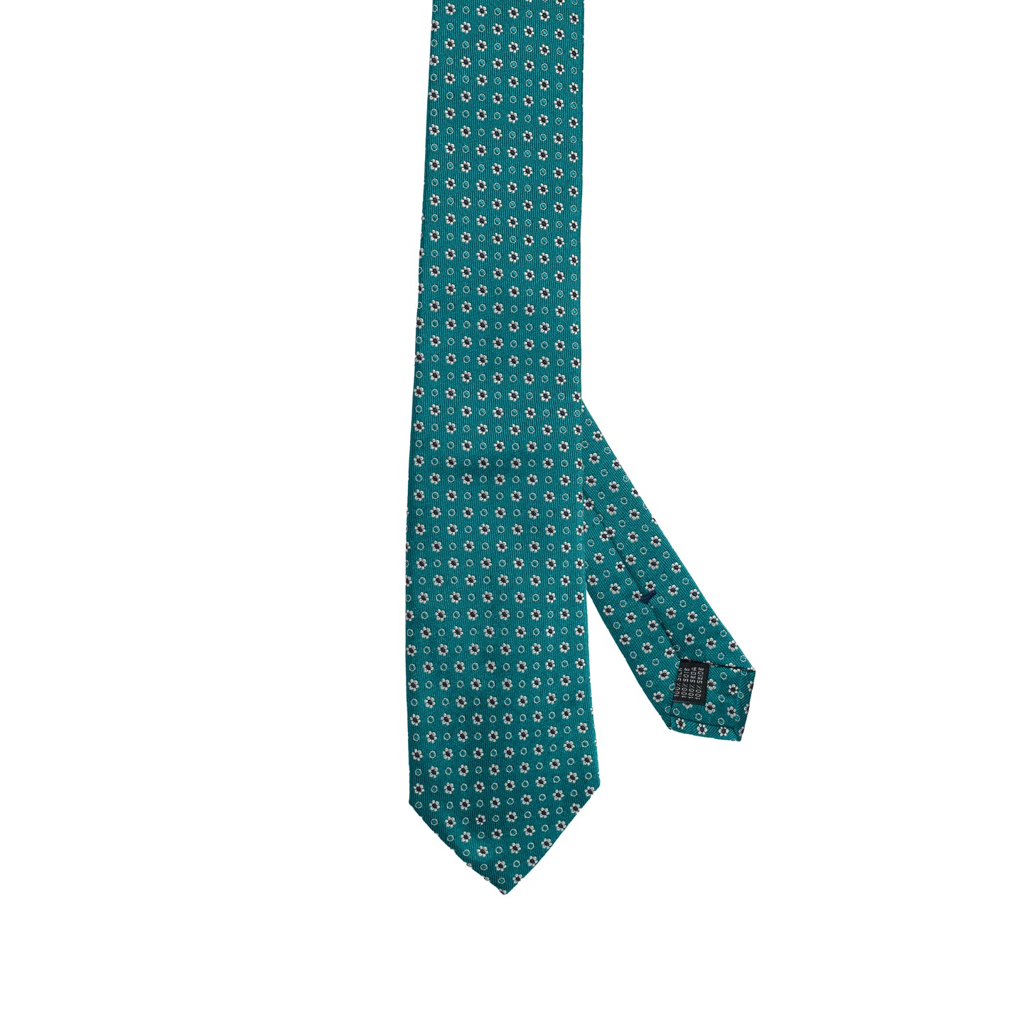Bright Green 100% Italian Silk Tie with Micro Floral Pattern