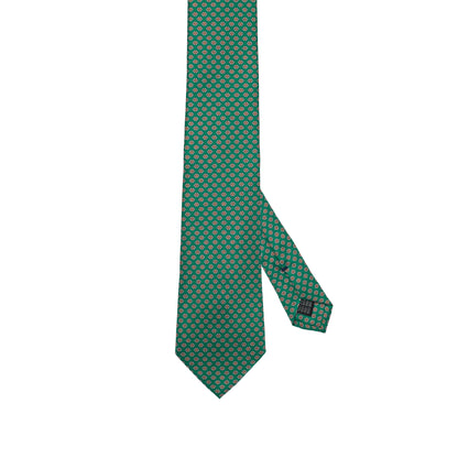 Green 100% Italian Silk Tie with Micro Floral Pattern