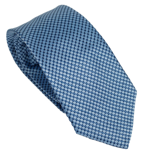 Dusty Blue 100% Italian Silk Tie With Micro Geometric Pattern