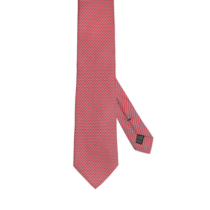 Vibrant Red 100% Italian Silk Tie With Micro Fan Shaped Pattern