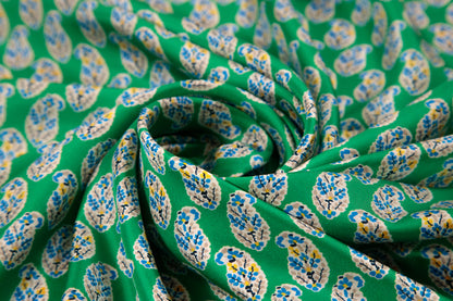 Green Micro-Drop Silk Scarf