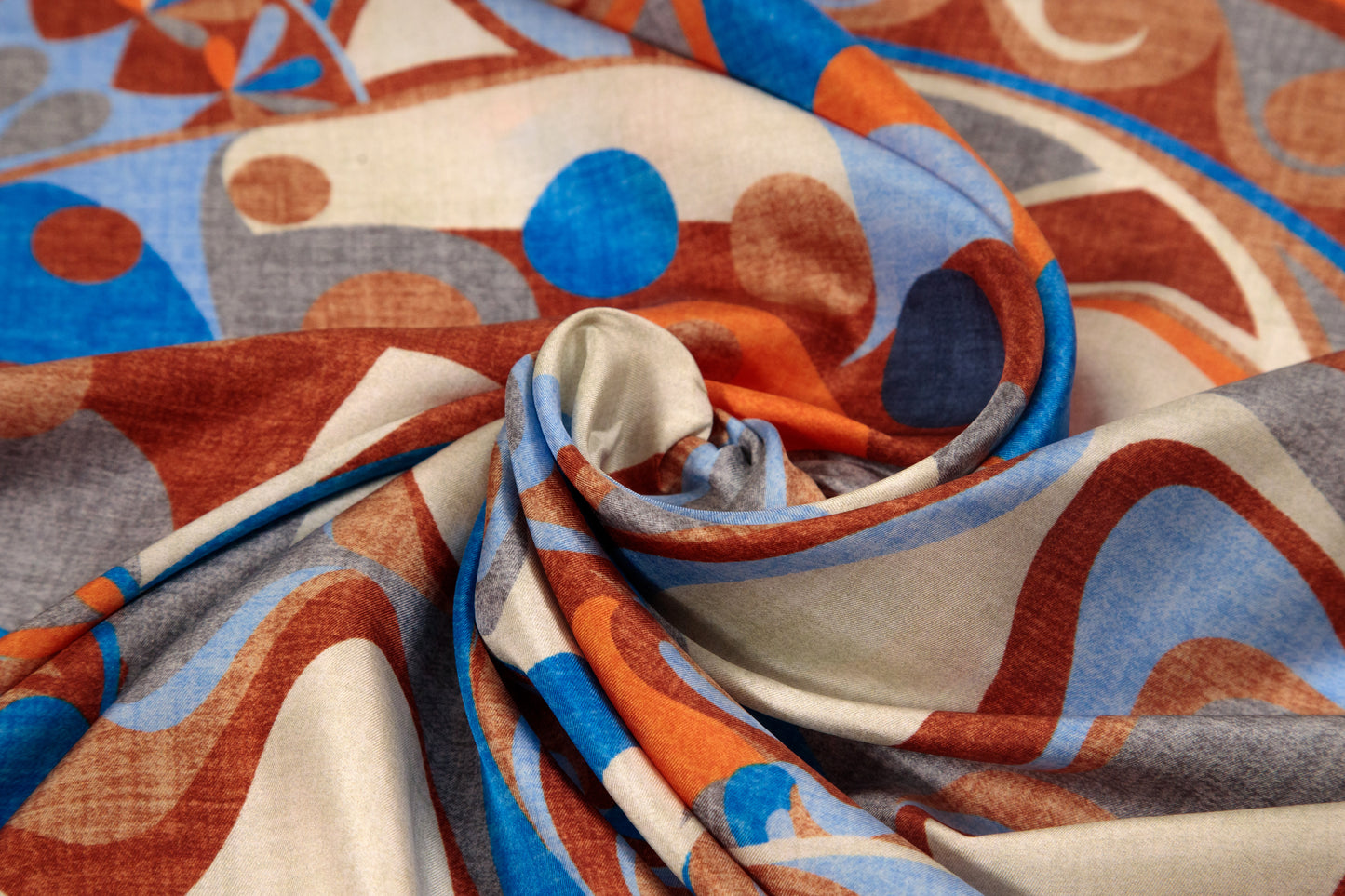 Light Blue and Orange Byzantium Mosaic Silk Scarf