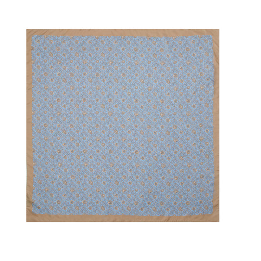 Light Blue Mini Foliage Silk Scarf