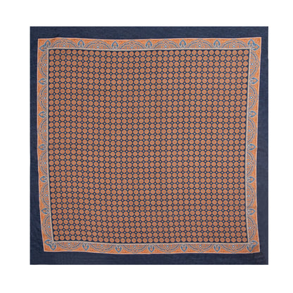 Blue and Orange Micro-Mosaic Silk Scarf